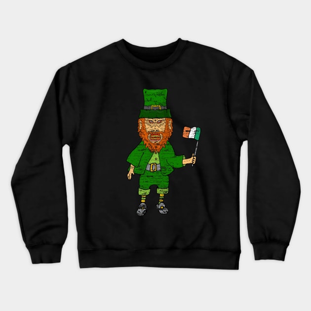 Creepy Staring Leprechaun St Paddys Day Crewneck Sweatshirt by Swagazon